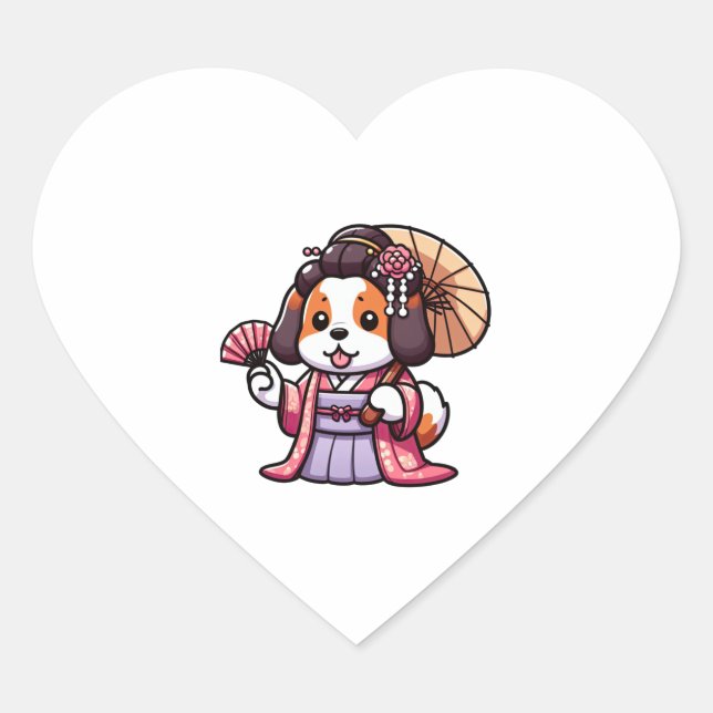 Saint Bernard Dog Kimono   Heart Sticker (Front)