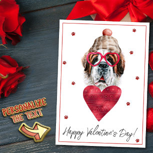 Saint Bernard Dog Lover Valentine Gift Holiday Card