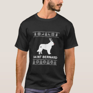 Saint Bernard Dog Lover Xmas Reindeer Ugly Christm T-Shirt