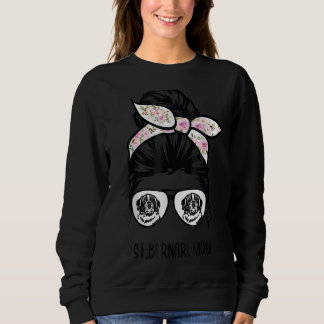 Saint Bernard Dog Mum Messy Bun Hair Saint Bernard Sweatshirt