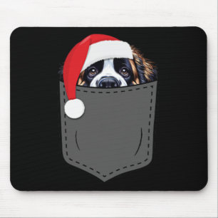 Saint Bernard Dog Santa Hat Christmas Pocket Fun X Mouse Pad