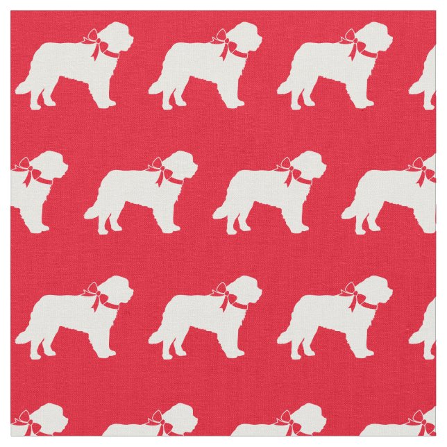 Saint Bernard Dog Silhouette Pet Red Fabric (Close Up)