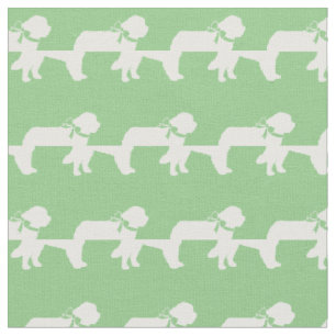 Saint Bernard Dog Silhouette Pet Sage Green Fabric