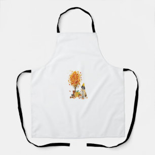 Saint Bernard Dog Silhouette Pumpkin Autumn Thanks Apron