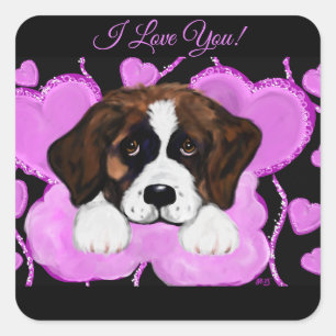 SAINT BERNARD DOG SQUARE STICKER