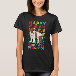 Saint Bernard Dog Teacher Student Happy 100 Days o T-Shirt