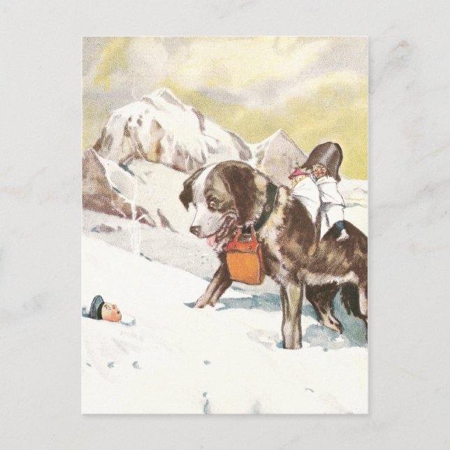 Saint Bernard Dog to the Rescue Postcard (Front)