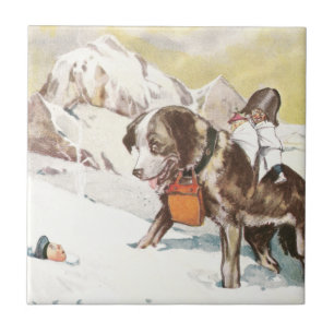 Saint Bernard Dog to the Rescue Tile