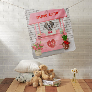 Saint Bernard Dog Valentine's Day Kissing Booth Baby Blanket