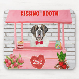 Saint Bernard Dog Valentine's Day Kissing Booth Mouse Pad