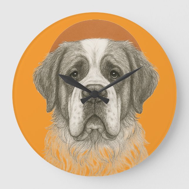 Saint Bernard Dog Wall Clock (Front)