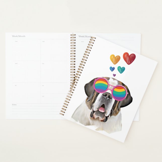 Saint Bernard Dog with Hearts Valentine's Day Planner (Display)