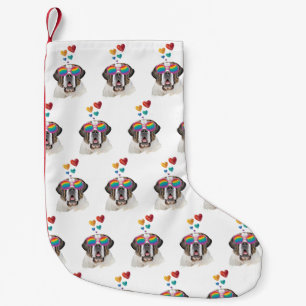 Saint Bernard Dog with Hearts Valentine's Day Small Christmas Stocking