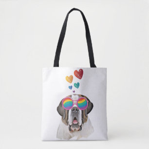 Saint Bernard Dog with Hearts Valentine's Day  Tote Bag