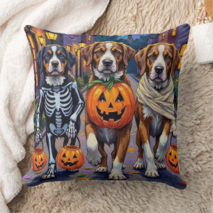Saint Bernard Dogs in Halloween Costumes Cushion