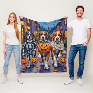 Saint Bernard Dogs in Halloween Costumes Fleece Blanket