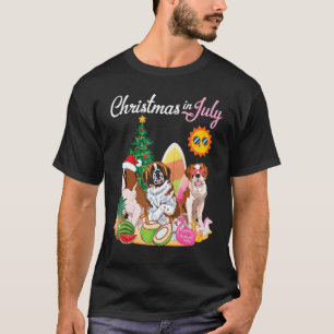 Saint Bernard Dogs Merry Christmas In July Day Mot T-Shirt