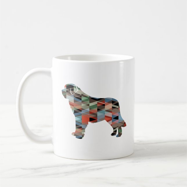 Saint Bernard Geo Silhouette Plaid Coffee Mug (Left)