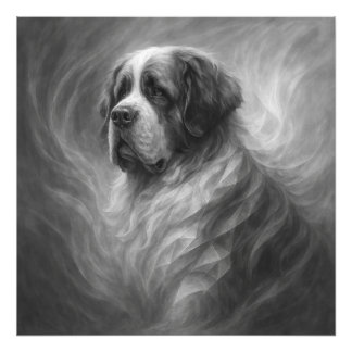 Saint Bernard GeoRealism Portrait – Gentle Guardia Photo Print