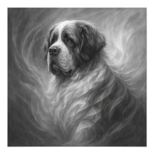 Saint Bernard GeoRealism Portrait – Gentle Guardia Photo Print (Front)
