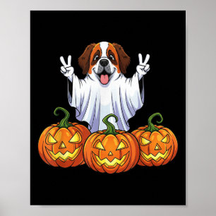 Saint Bernard Ghost Pumpkin Boo Halloween Kids Men Poster