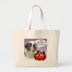 Saint Bernard Halloween Candy Large Tote Bag