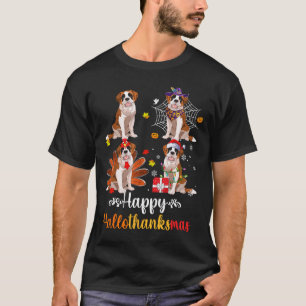 Saint Bernard Halloween Merry Christmas Happy Hall T-Shirt