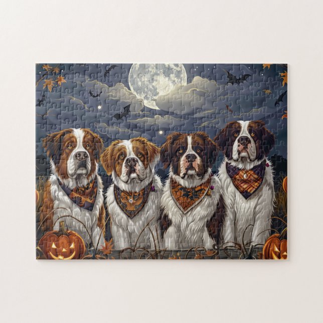Saint Bernard Halloween Spooky Jigsaw Puzzle (Horizontal)