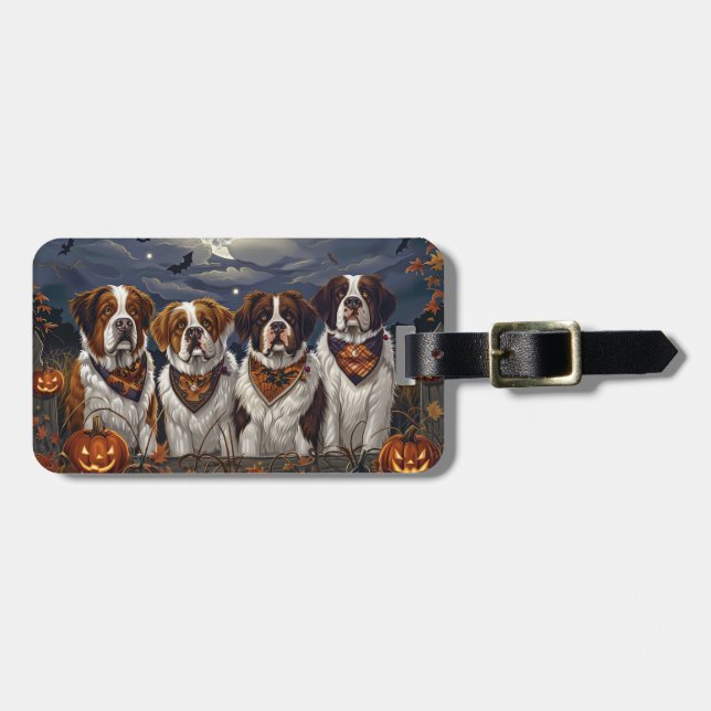 Saint Bernard Halloween Spooky Luggage Tag (Front Horizontal)