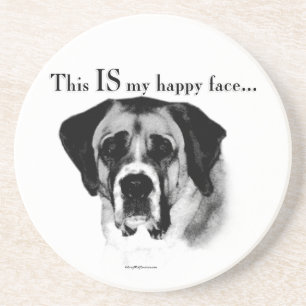 Saint Bernard Happy Face Coaster
