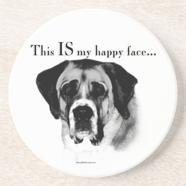 Saint Bernard Happy Face Coaster (Front)