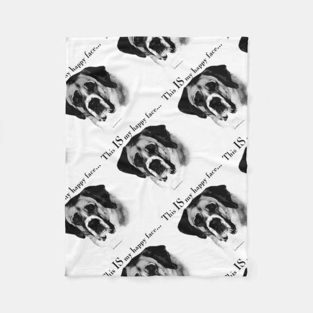 Saint Bernard Happy Face Fleece Blanket (Front)