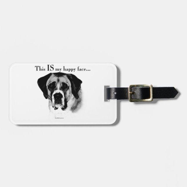 Saint Bernard Happy Face Luggage Tag (Front Horizontal)