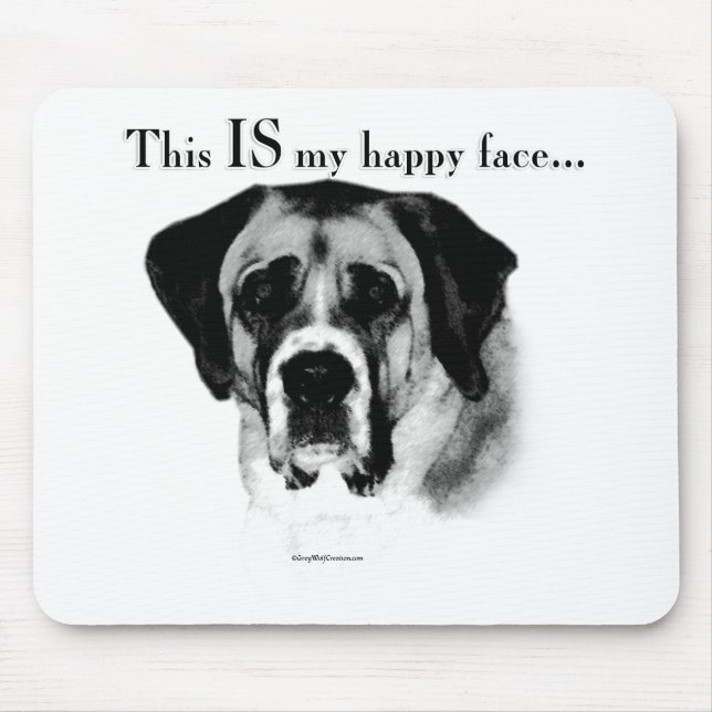 Saint Bernard Happy Face Mouse Pad (Front)
