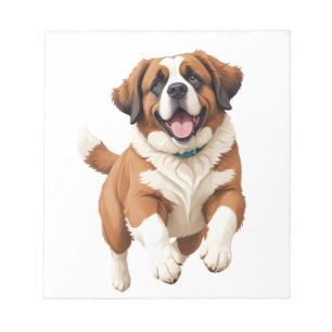 Saint Bernard Happy Playful Fun Jumping In The Air Notepad