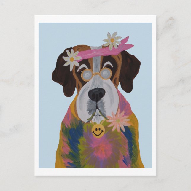Saint Bernard Hippie Postcard (Front)