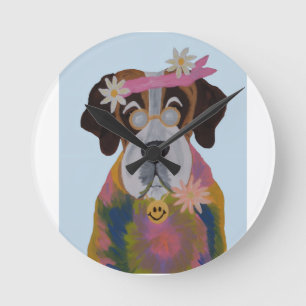 Saint Bernard Hippie Round Clock