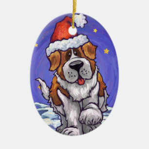 Saint Bernard Holiday Ceramic Tree Decoration