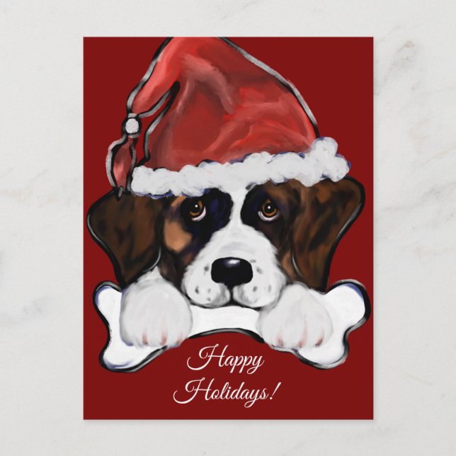 Saint Bernard  Holiday Postcard (Front)