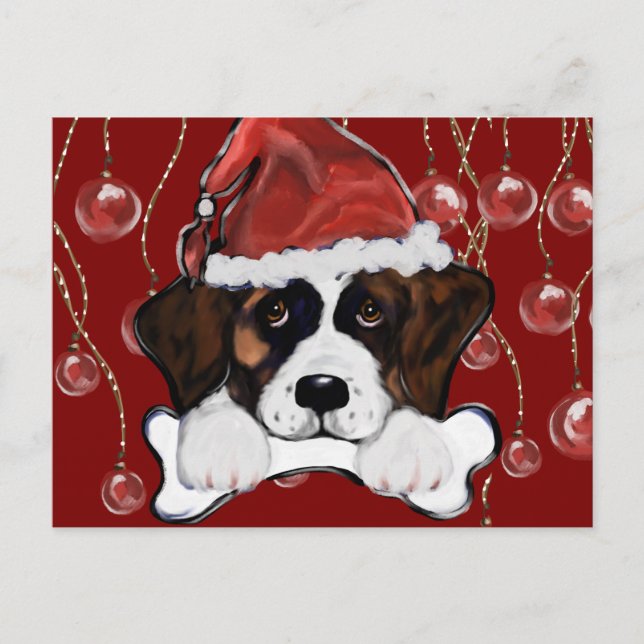 Saint Bernard  Holiday Postcard (Front)