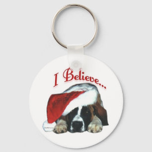 Saint Bernard I Believe Keychain