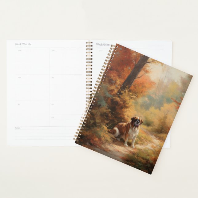 Saint Bernard in Autumn Leaves Fall Inspire Planner (Display)