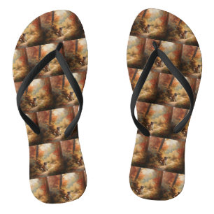 Saint Bernard in Autumn Leaves Fall Inspire Thongs