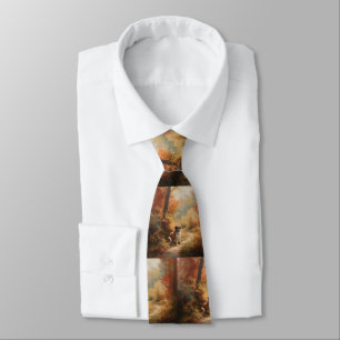 Saint Bernard in Autumn Leaves Fall Inspire Tie