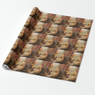 Saint Bernard in Autumn Leaves Fall Inspire Wrapping Paper