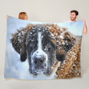 SAINT BERNARD in the SNOW Fleece Blanket