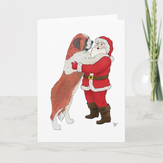 Saint Bernard Jowly Christmas Greeting Holiday Card (Front)