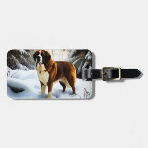 Saint Bernard Let It Snow Christmas Luggage Tag
