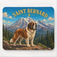 Saint Bernard, Mount Baker Vintage Watercolor
