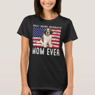Saint Bernard Mum Usa American Flag Dog  Owner T-Shirt